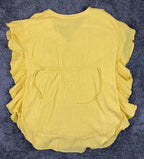 Anthropologie Ruffle Ina Dress Women's Yellow V-neck Cinch Waist Lined Sz  S/M