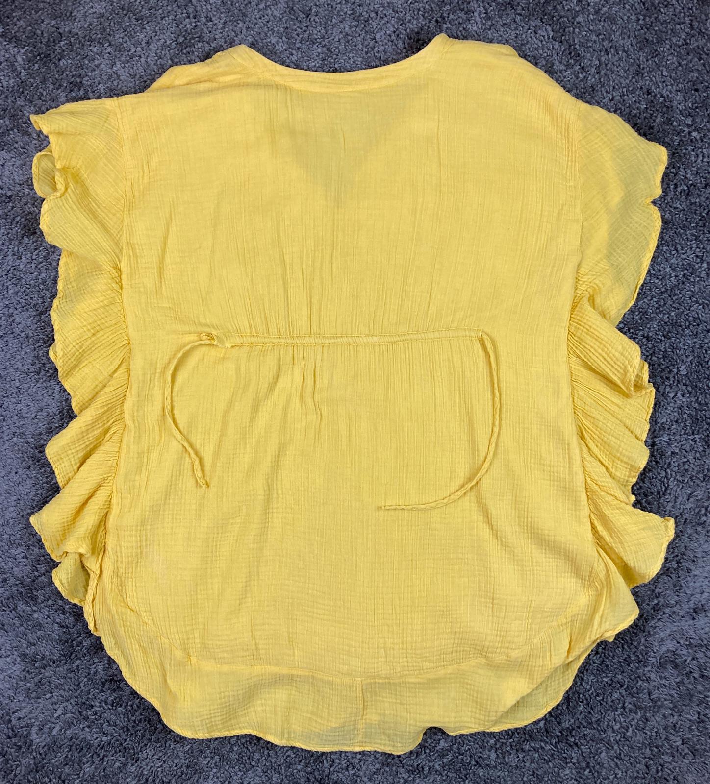Anthropologie Ruffle Ina Dress Women's Yellow V-neck Cinch Waist Lined Sz  S/M