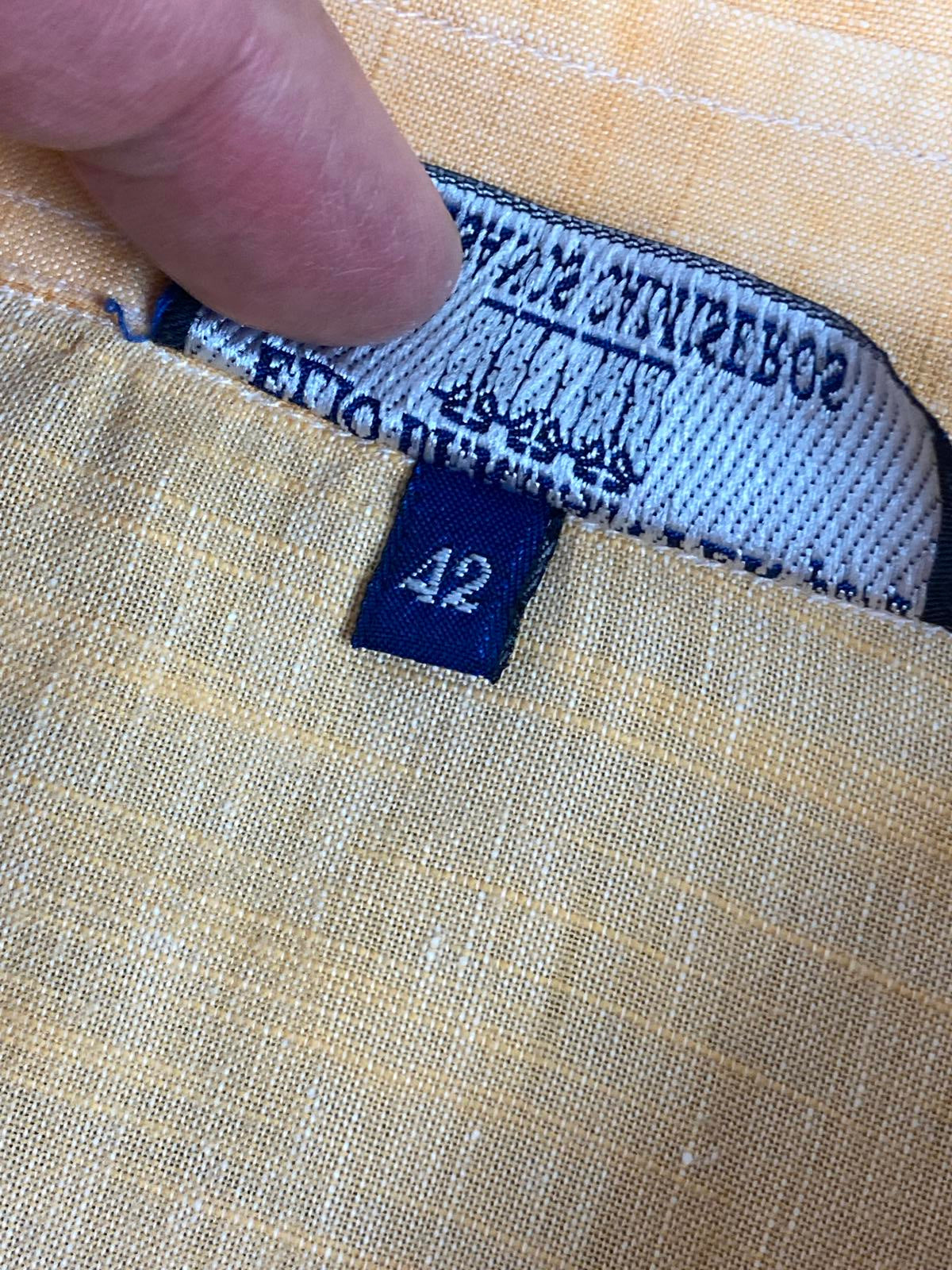 Elio Berhanyer for Artesanos Camiseros Cotton Blend Shirt 42 (L) Peach & Orange