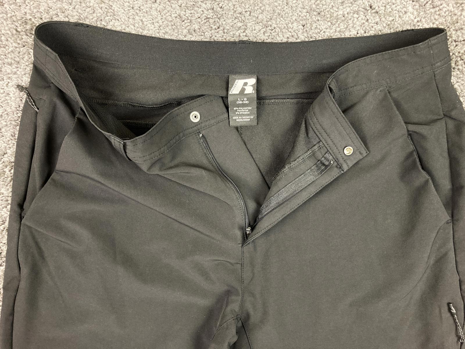 Russell Athletic Golf Pants Men's Black Stretch Zipper Pockets Size L 36/38
