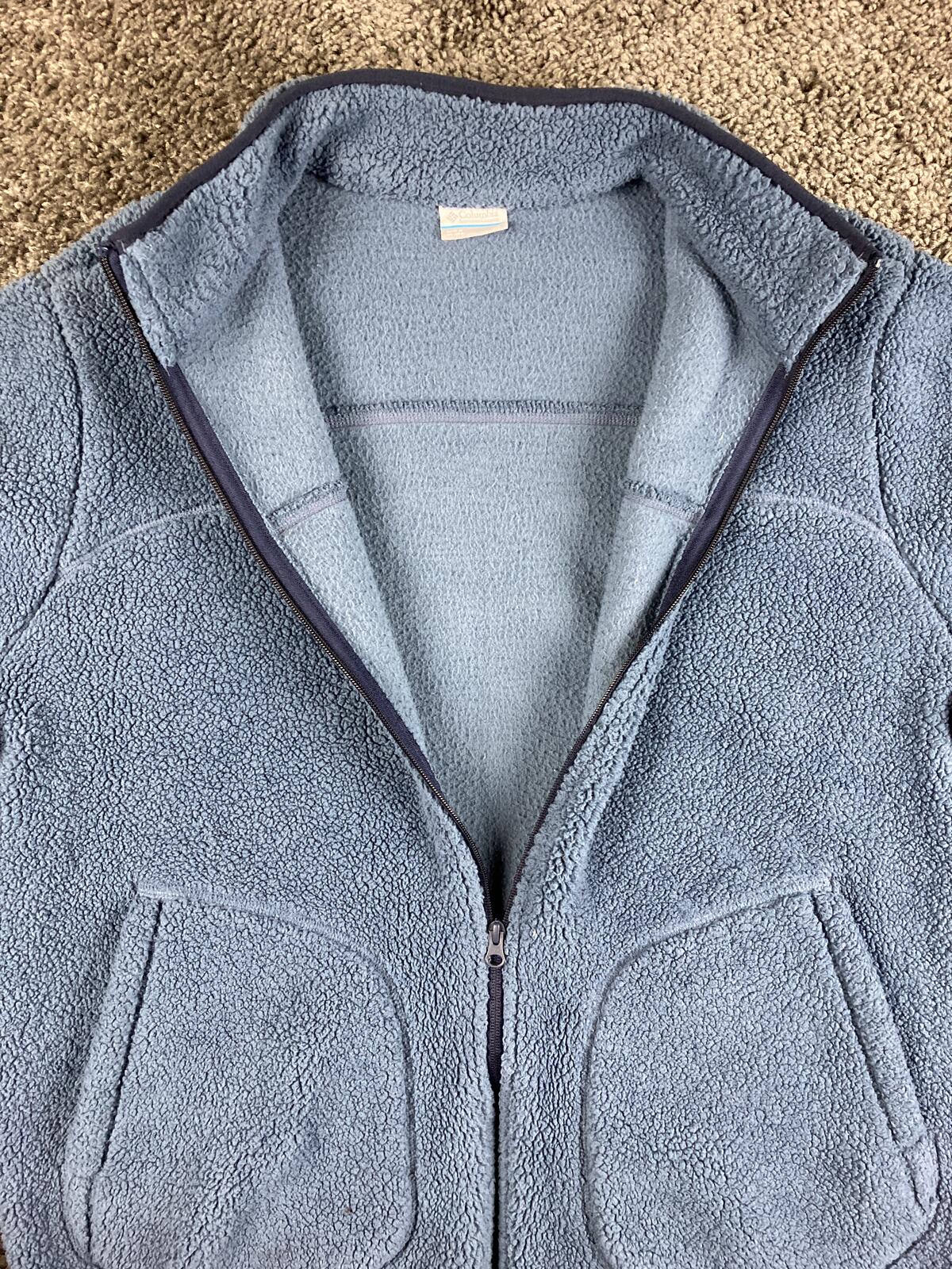 Columbia Rugged Ridge II Sherpa Fleece Jacket Mens Blue Full Zip Warm Coat Sz XL