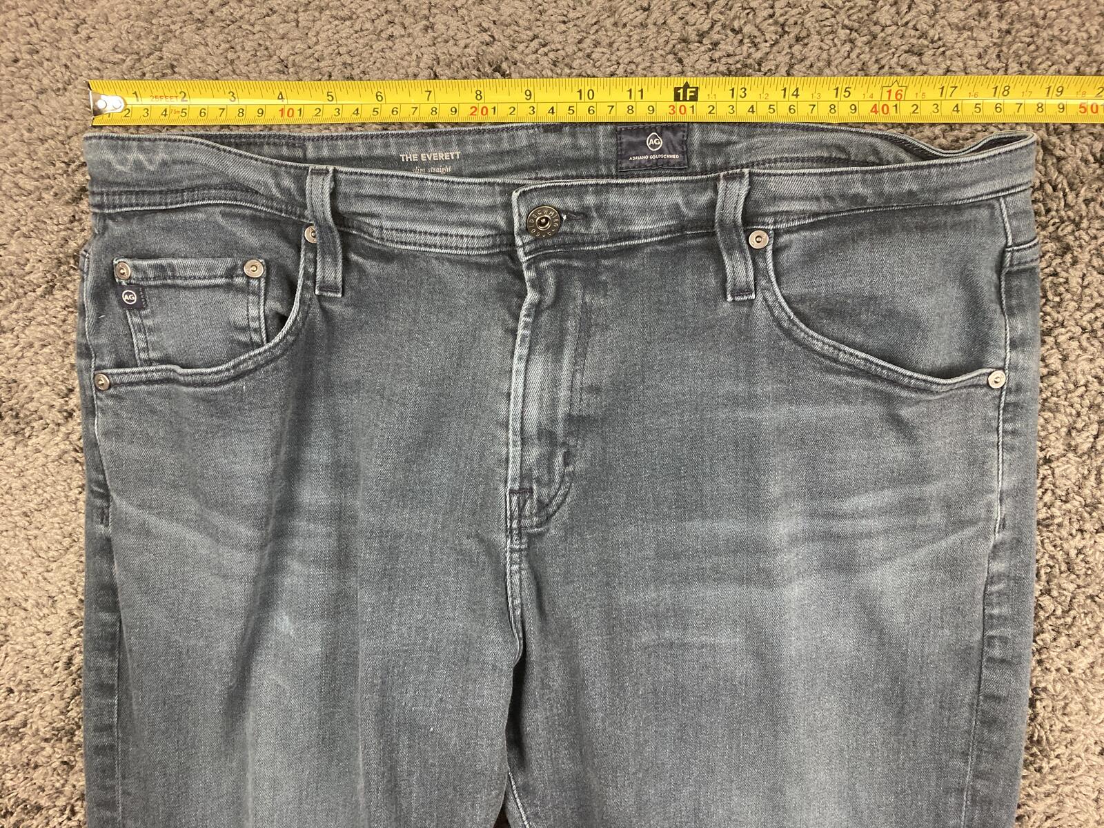 AG Adriano Goldschmied The Everett Jeans Mens Hemmed* Blue Slim Straight 38x28**