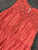 Free People Coral Crochet Lace Babydoll Mini Dress Women’s Sz S/P Boho Festival