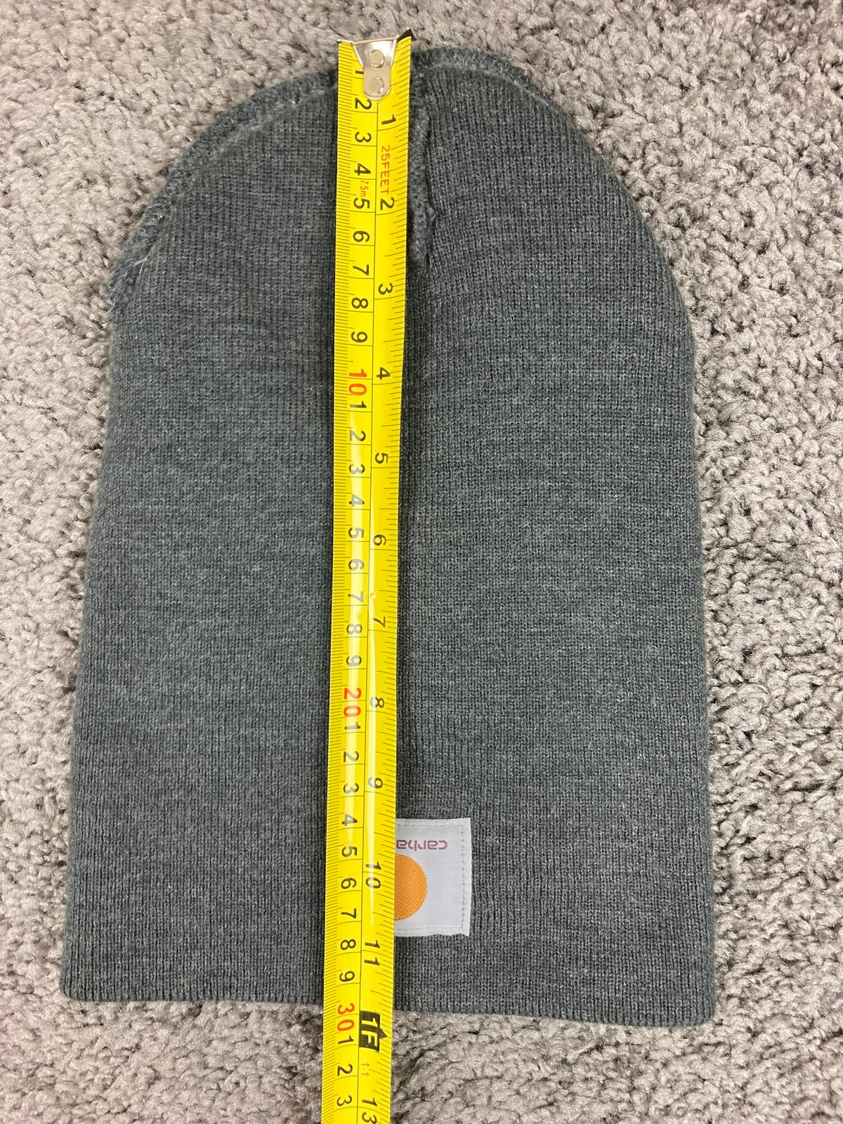 Carhartt Beanie Hat Gray Knit Watch Cap One Size Logo Patch