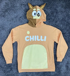 Bluey Mom Womens Fleece Pullover Hoodie Chilli Mom Orange Yellow Sz X-Small