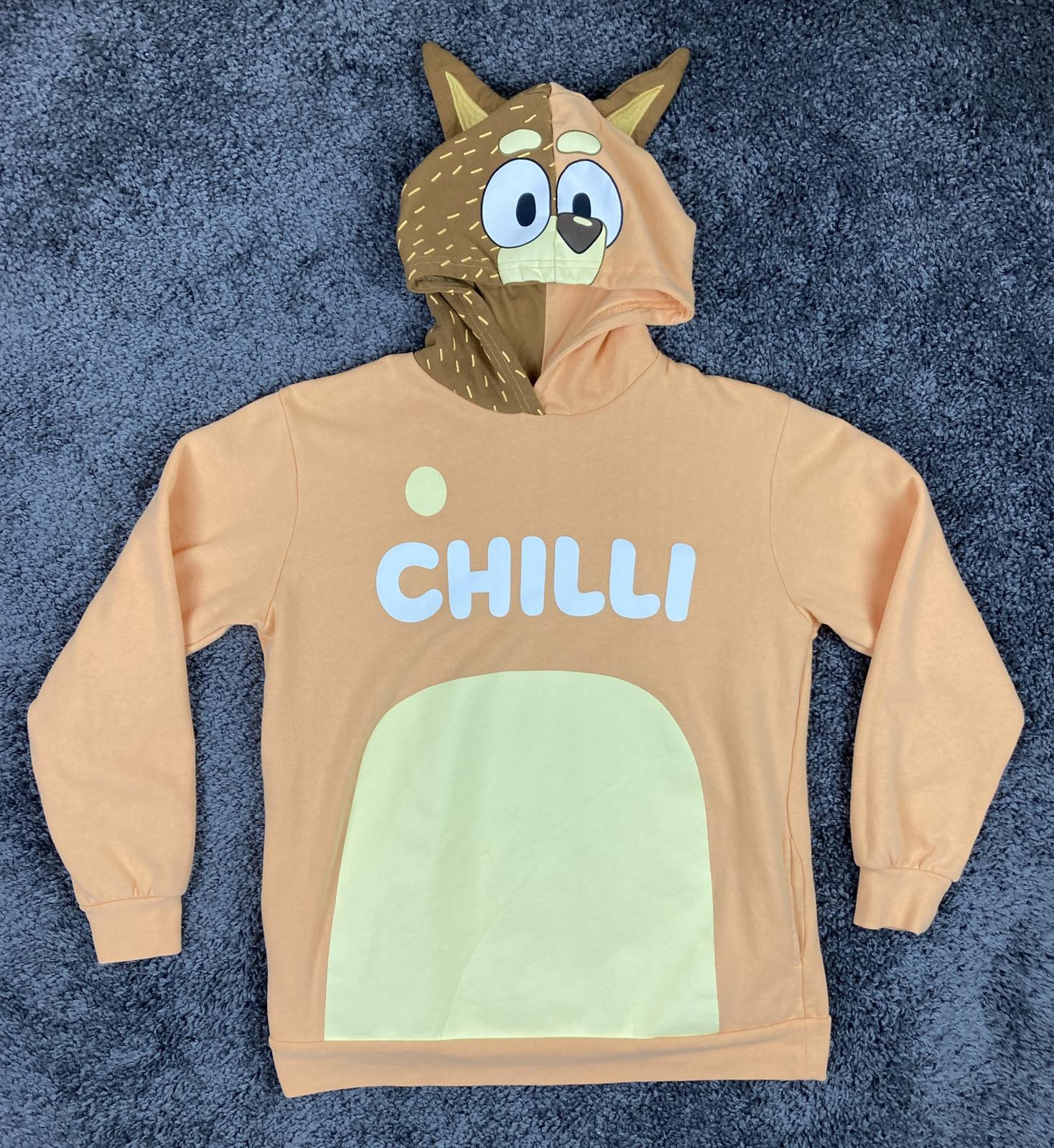Bluey Mom Womens Fleece Pullover Hoodie Chilli Mom Orange Yellow Sz X-Small