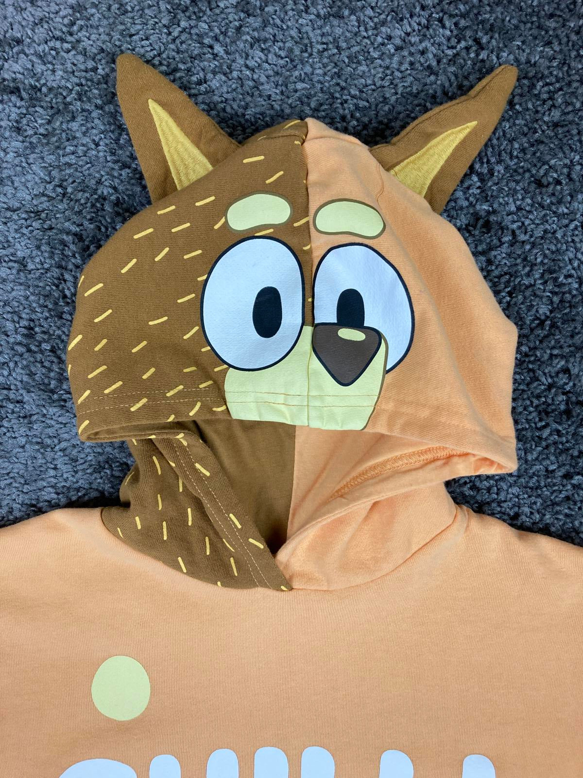 Bluey Mom Womens Fleece Pullover Hoodie Chilli Mom Orange Yellow Sz X-Small