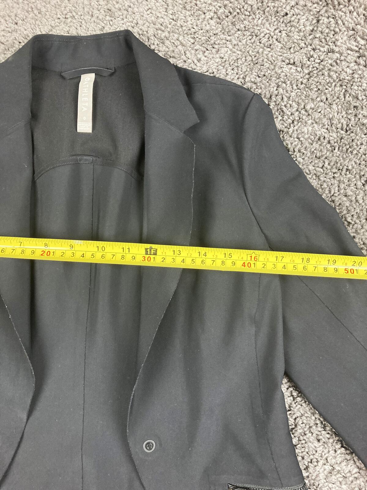 Athleta Interstellar Blazer Jacket Black EuroLuxe Stretch Travel Work Sz 0