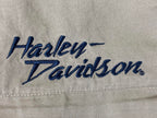 Harley-Davidson MotorClothes Shop Shirt Men's  Beige Blue Embroidered Logo XXXL