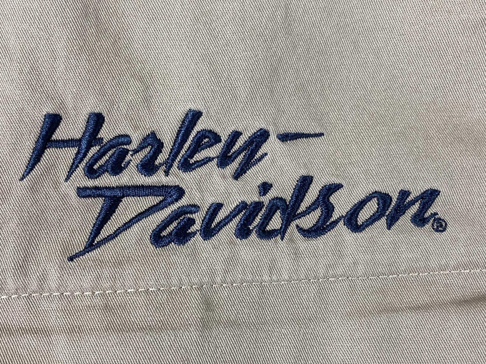 Harley-Davidson MotorClothes Shop Shirt Men's  Beige Blue Embroidered Logo XXXL