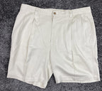 Tommy Bahama 100% Silk Pleated Dress Shorts Men Sz 38 Cream Tan