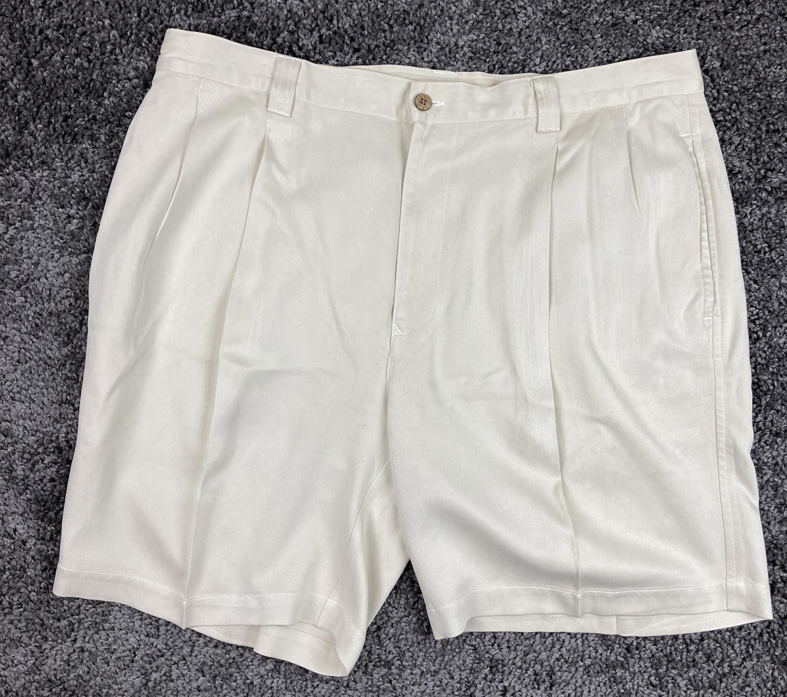 Tommy Bahama 100% Silk Pleated Dress Shorts Men Sz 38 Cream Tan