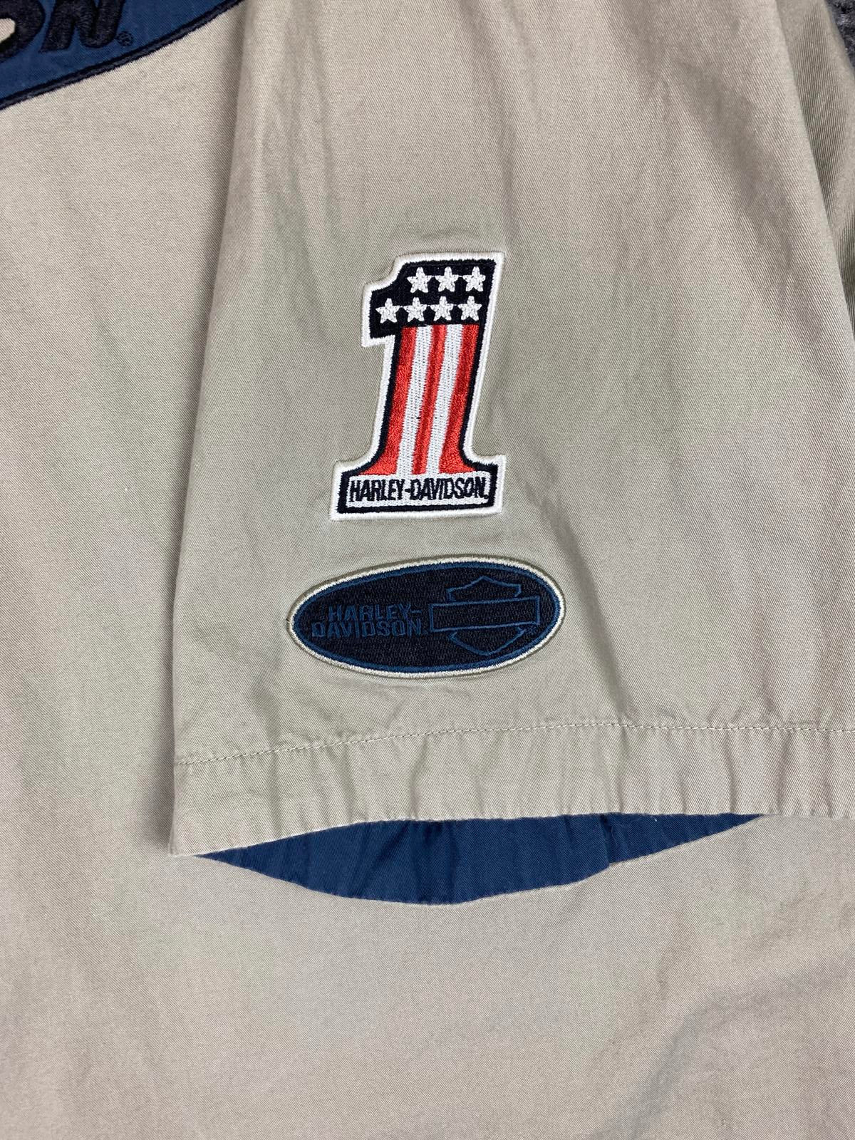 Harley-Davidson MotorClothes Shop Shirt Men's  Beige Blue Embroidered Logo XXXL