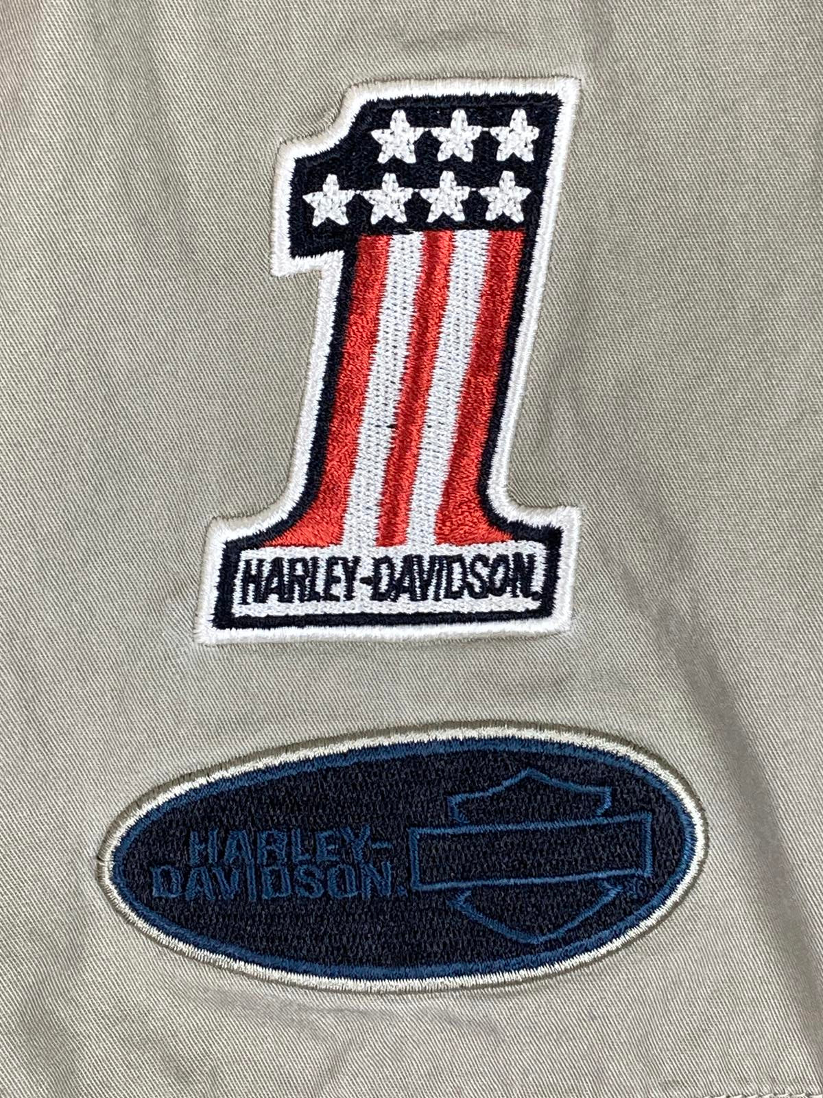 Harley-Davidson MotorClothes Shop Shirt Men's  Beige Blue Embroidered Logo XXXL