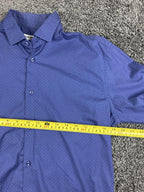 Emile Lafaurie Men's Long Sleeve Polka Dot Stretch Button Dress Shirt Blue S