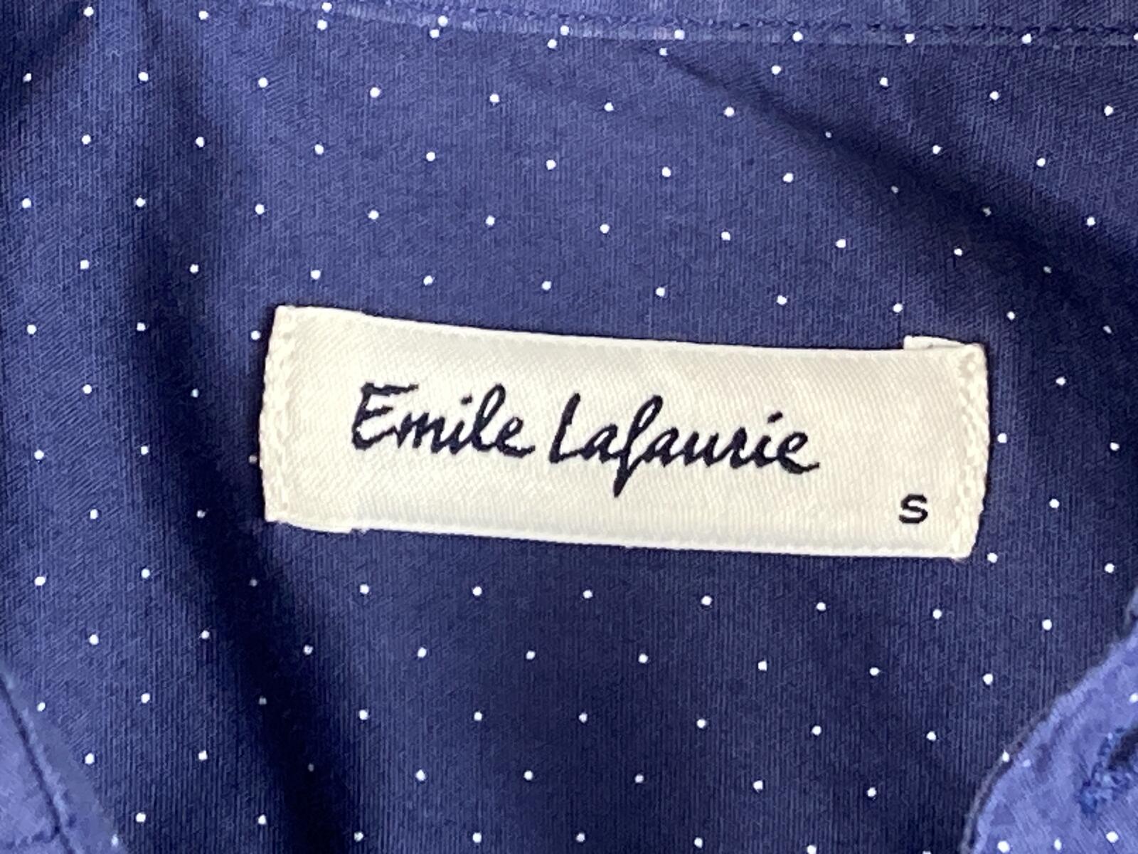 Emile Lafaurie Men's Long Sleeve Polka Dot Stretch Button Dress Shirt Blue S