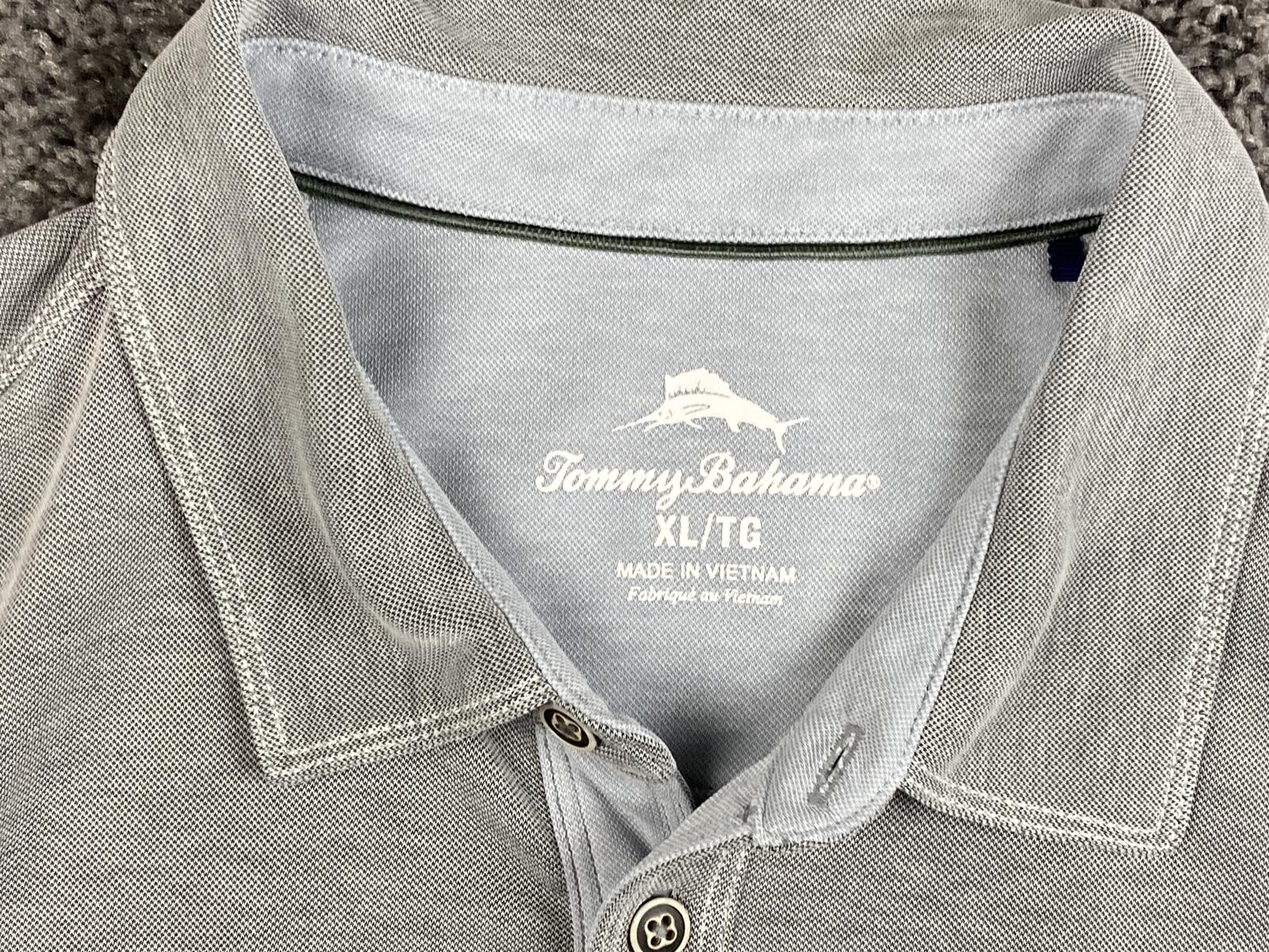 Tommy Bahama Shoreline Surf Polo Shirt Mens XL Gray Tencel Golf Short Sleeve