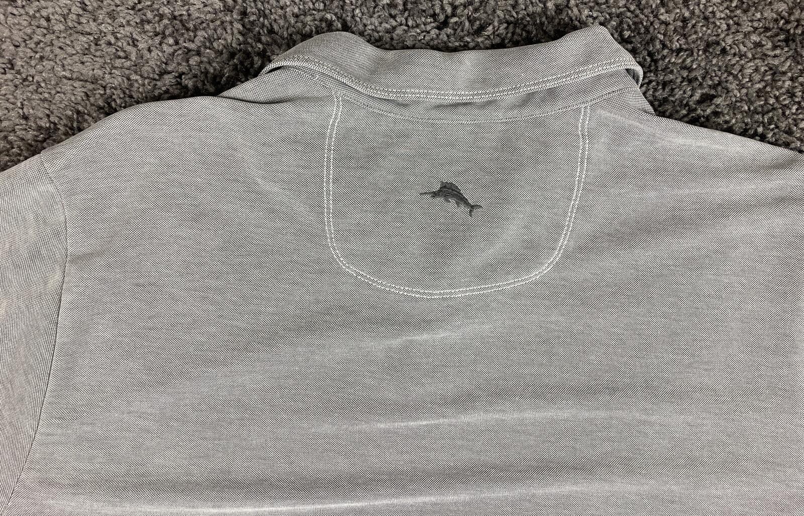 Tommy Bahama Shoreline Surf Polo Shirt Mens XL Gray Tencel Golf Short Sleeve