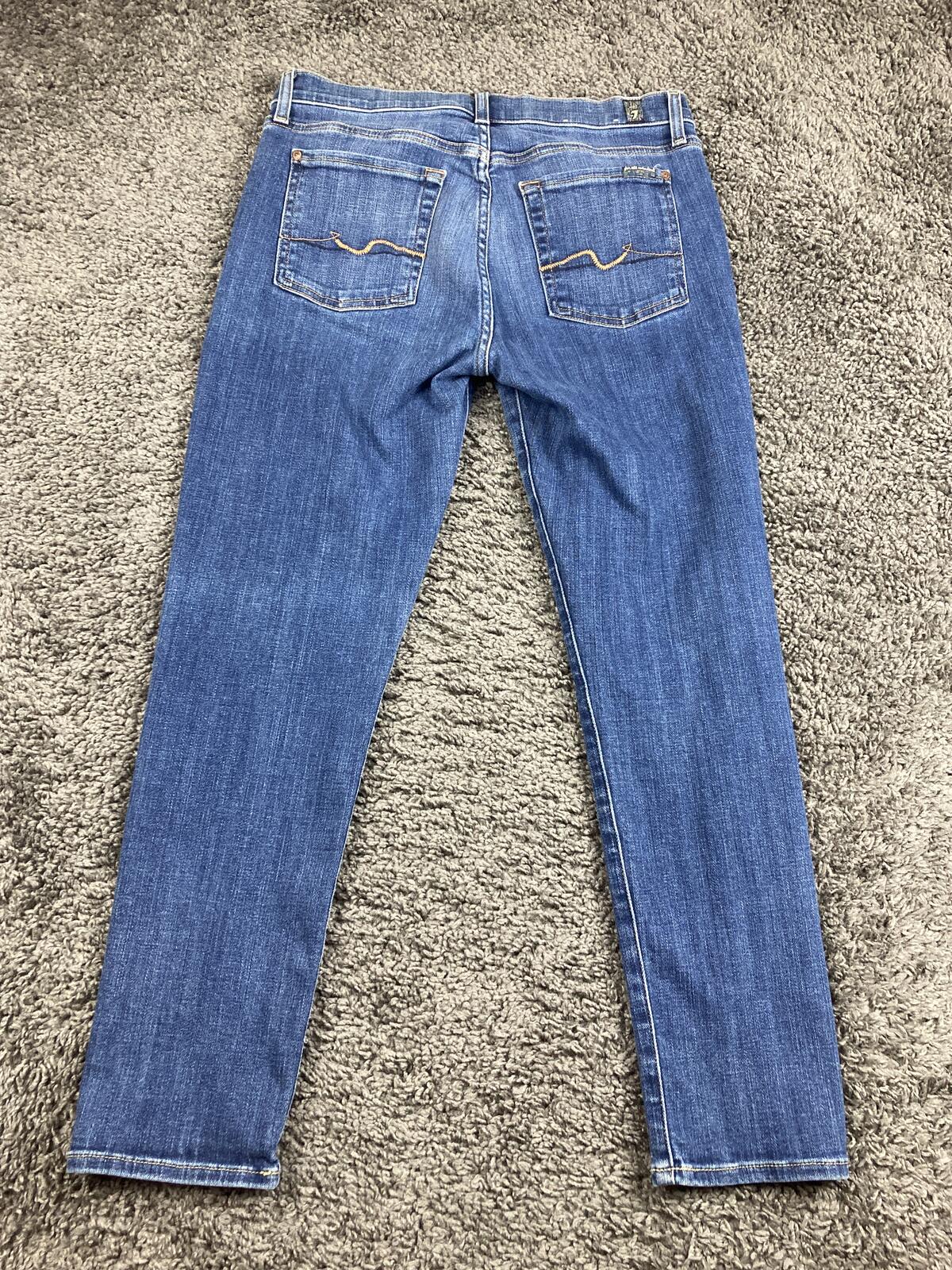 7 For All Mankind Josefina Jeans Slim Boyfriend Button Fly Medium Wash Denim 28