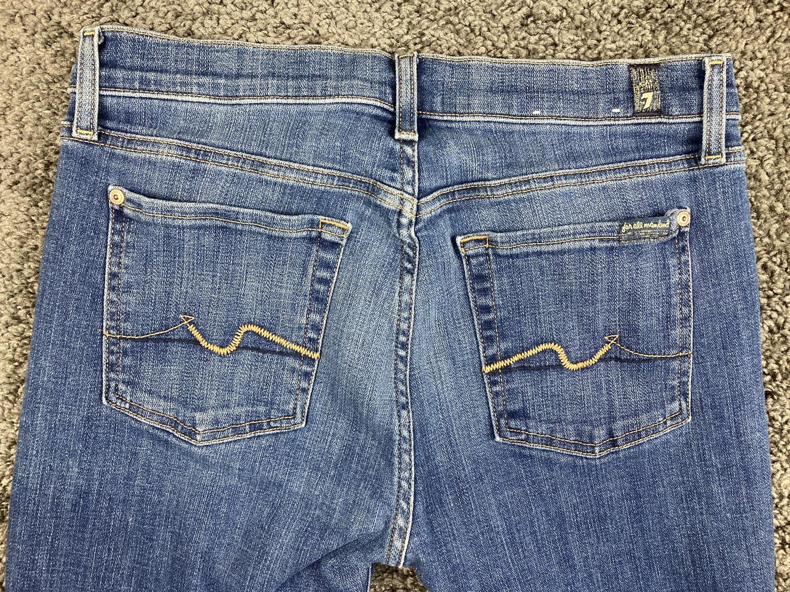 7 For All Mankind Josefina Jeans Slim Boyfriend Button Fly Medium Wash Denim 28