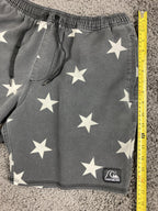 Quiksilver Mens Hybrid Board Shorts 32 Black White Star Swim Trunk Amphibian