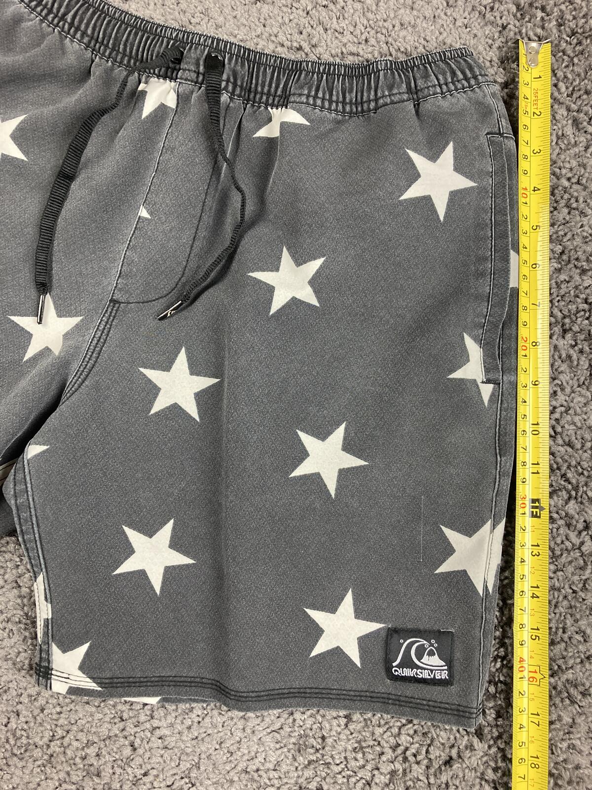 Quiksilver Mens Hybrid Board Shorts 32 Black White Star Swim Trunk Amphibian