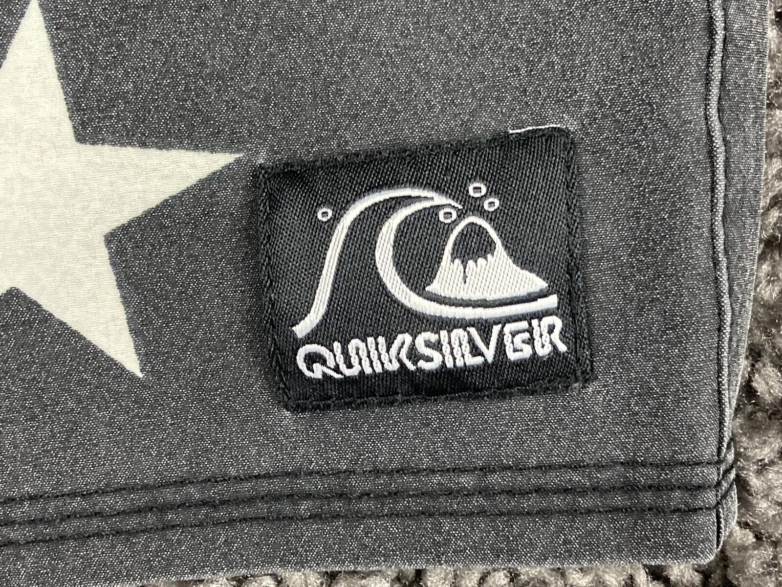 Quiksilver Mens Hybrid Board Shorts 32 Black White Star Swim Trunk Amphibian