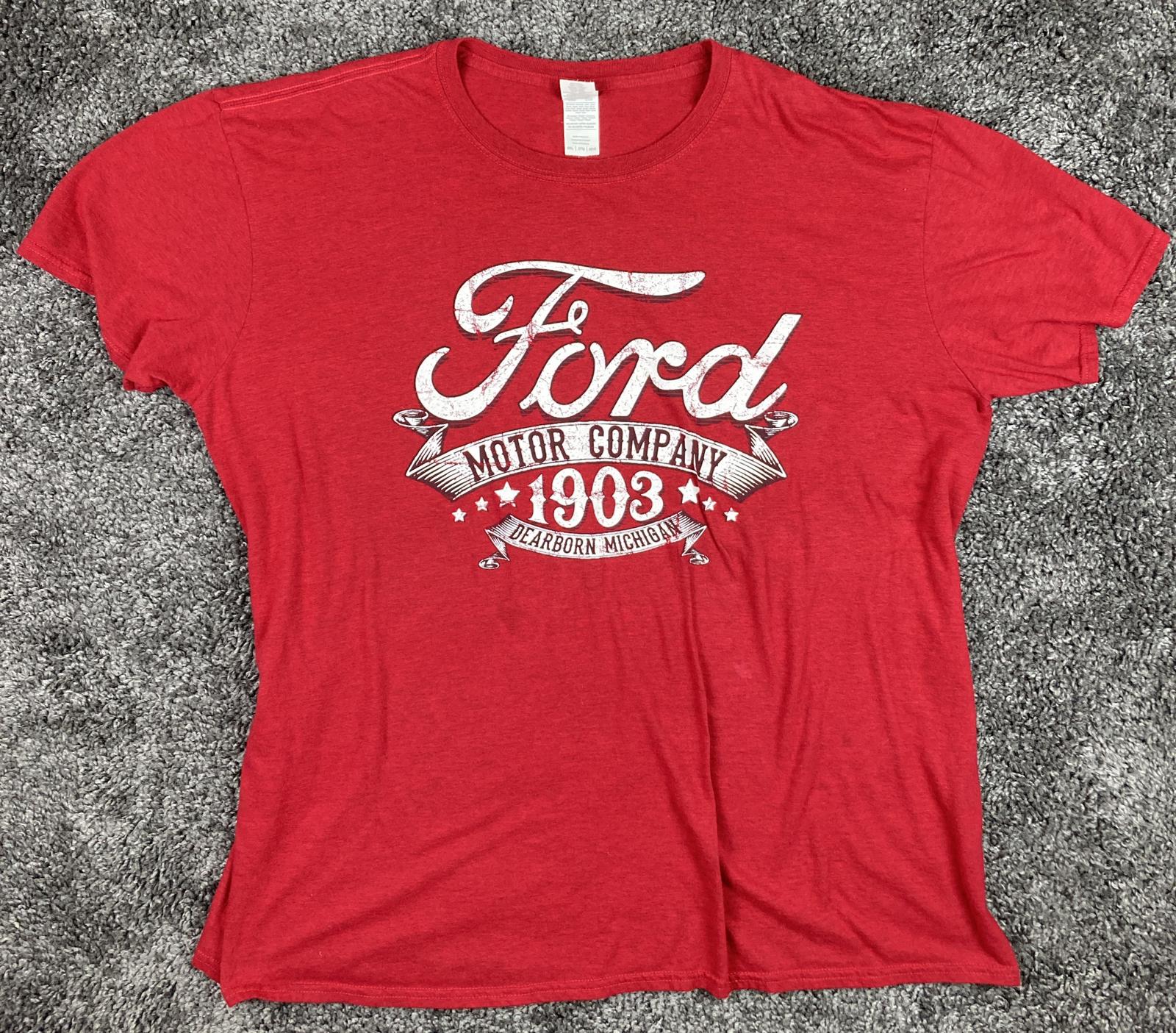 Gildan Ford Motor Company 1903 Dearborn Michigan Red Graphic Tee Men’s Sz 2XL