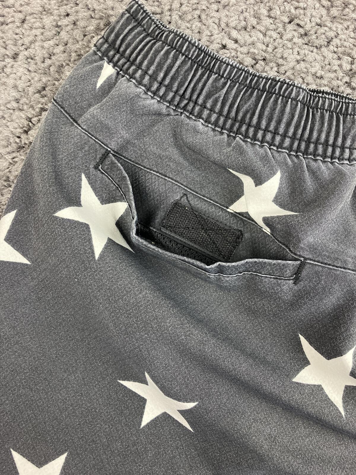 Quiksilver Mens Hybrid Board Shorts 32 Black White Star Swim Trunk Amphibian