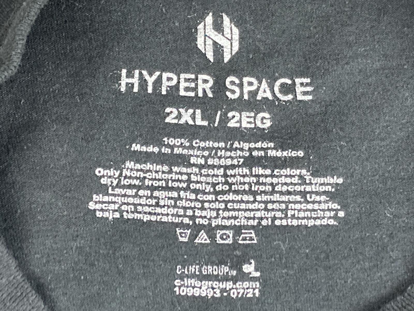 Hyper Space NASA T-Shirt Men's Black Astronaut Space Graphic Tee Sz 2XL