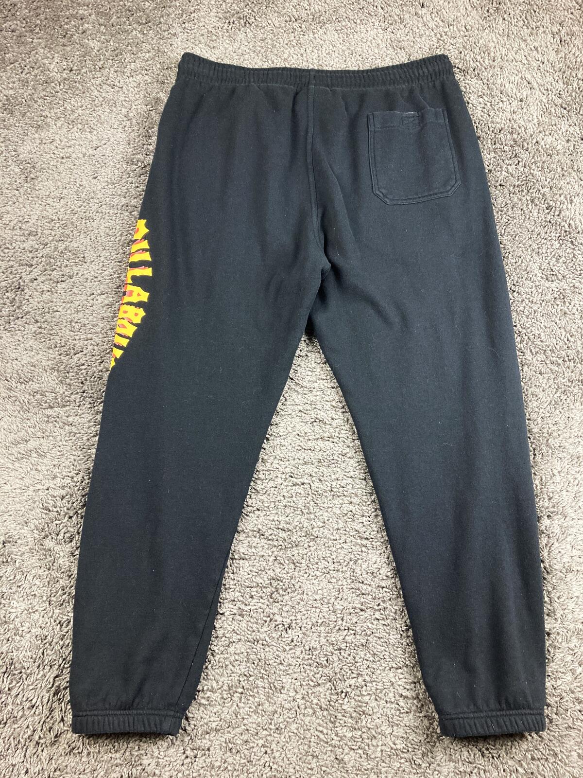 Billabong Shorebird Men Fleece Joggers Black Wavy Graphic Sweatpants Large