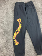 Billabong Shorebird Men Fleece Joggers Black Wavy Graphic Sweatpants Large