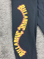 Billabong Shorebird Men Fleece Joggers Black Wavy Graphic Sweatpants Large