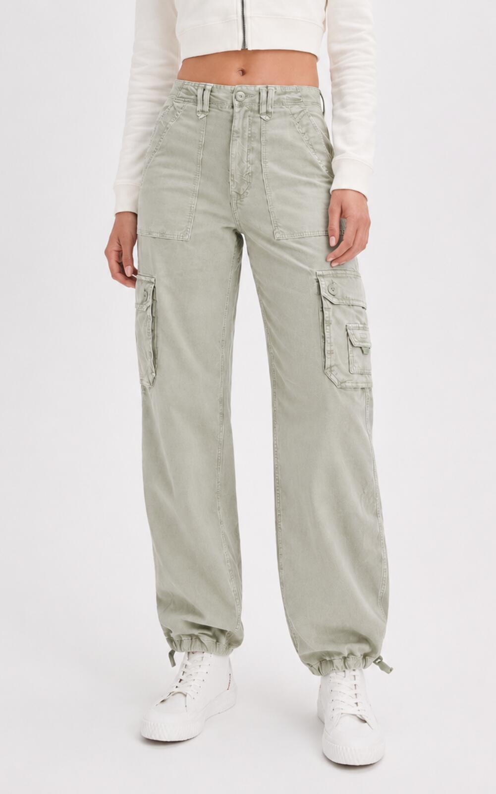 American Eagle Snappy Baggy Cargo Pants Womens 8 Sage Green Wide Leg Utility