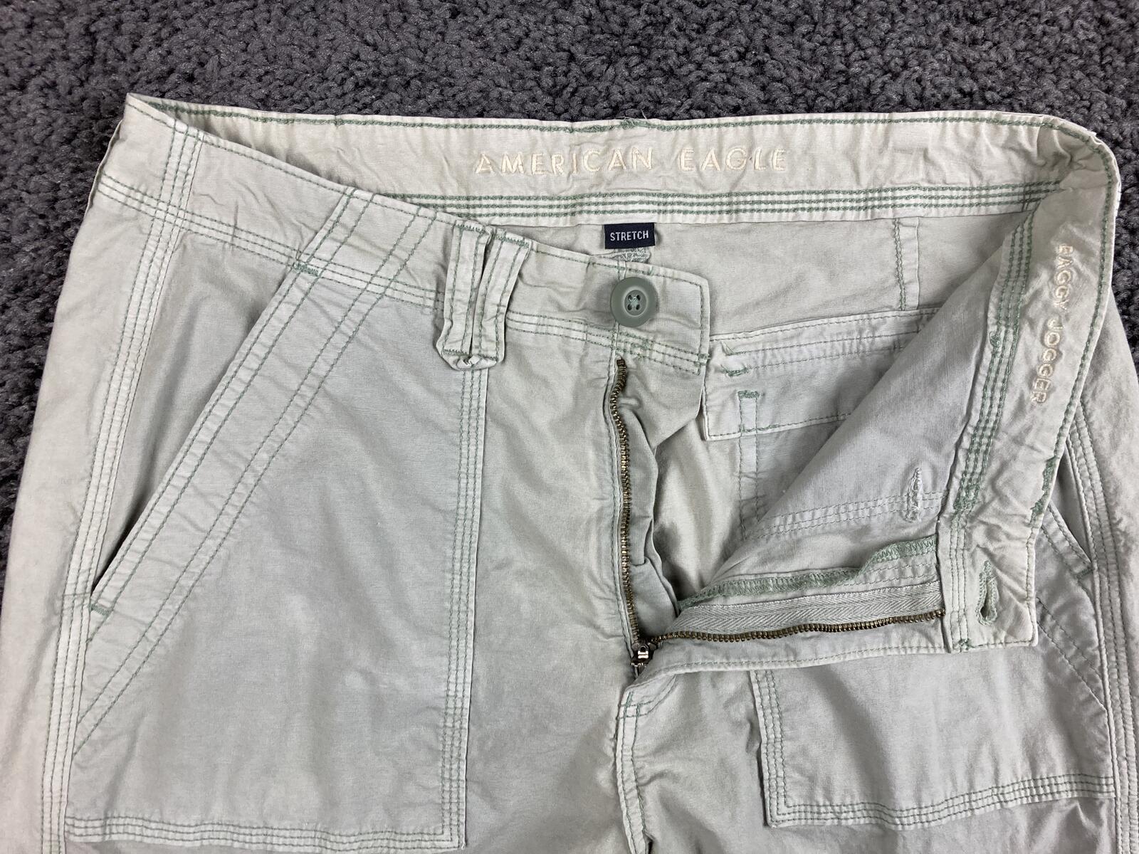 American Eagle Snappy Baggy Cargo Pants Womens 8 Sage Green Wide Leg Utility