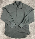 Brandini Men’s Button-Up Shirt Black Long Sleeve Textured Zigzag Pattern Size L
