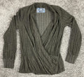 Maeve Rafela Hacci Surplice Faux Wrap Sweater Top Women's XS Grey Brown