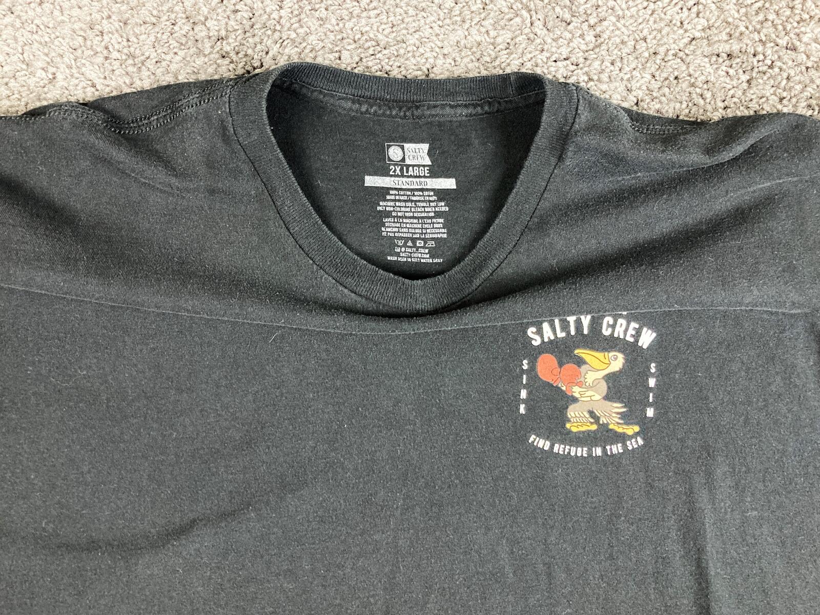 Salty Crew Dukes Up Pelican Boxing T Shirt Mens Black Cast Smash Dash Surf 2XL