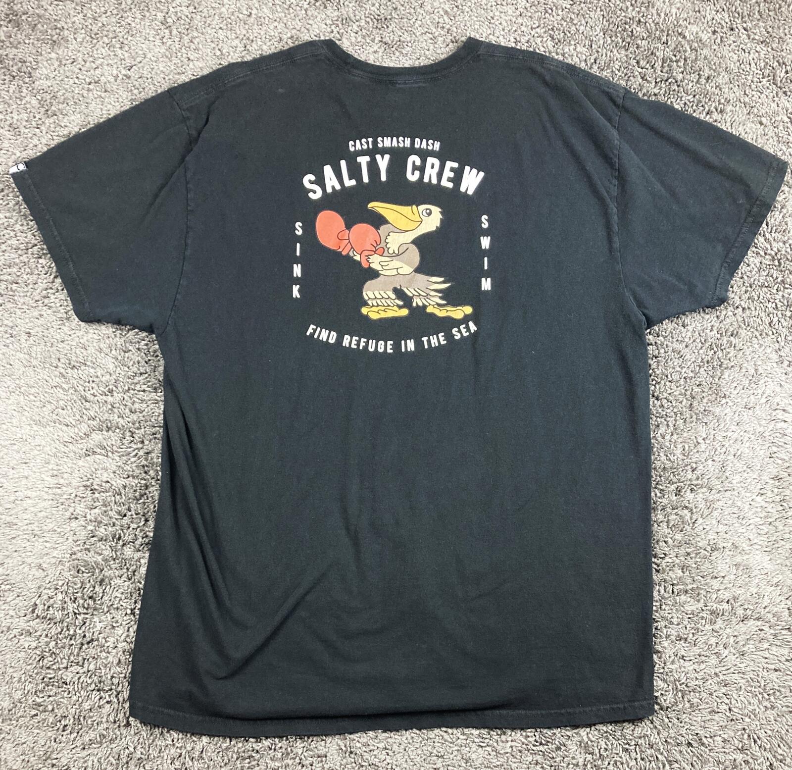 Salty Crew Dukes Up Pelican Boxing T Shirt Mens Black Cast Smash Dash Surf 2XL