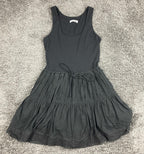 Heartloom Tammi Mini Dress Black Ribbed Knit Lace Trim Tiered Small