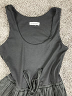 Heartloom Tammi Mini Dress Black Ribbed Knit Lace Trim Tiered Small