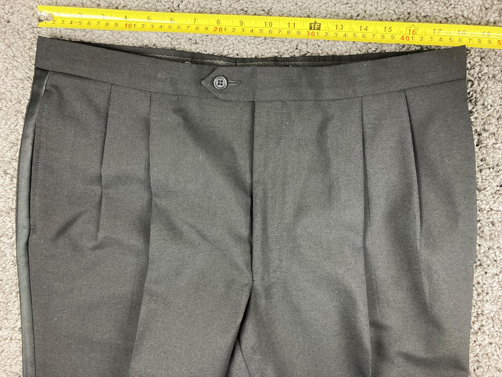 Jos A Bank Tuxedo Pants Men's Black Pleated Satin Stripe Formal Sz 36x31