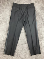 Jos A Bank Tuxedo Pants Men's Black Pleated Satin Stripe Formal Sz 36x31