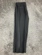 Jos A Bank Tuxedo Pants Men's Black Pleated Satin Stripe Formal Sz 36x31