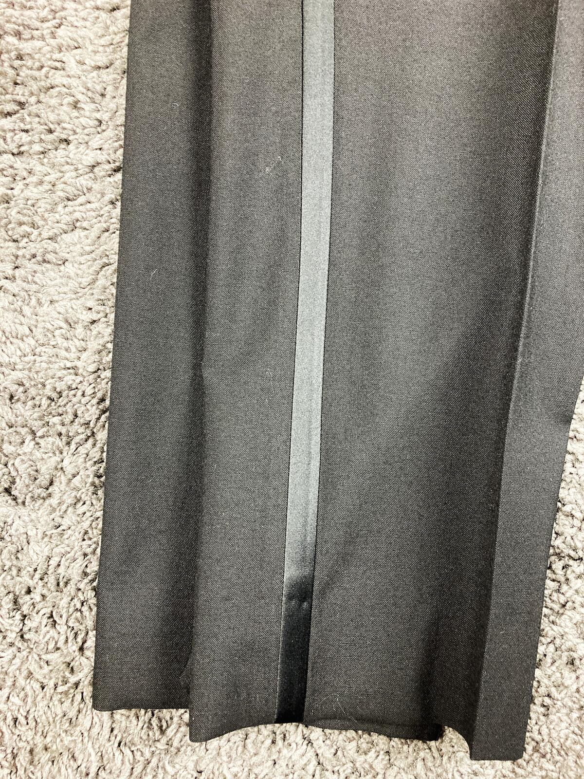 Jos A Bank Tuxedo Pants Men's Black Pleated Satin Stripe Formal Sz 36x31