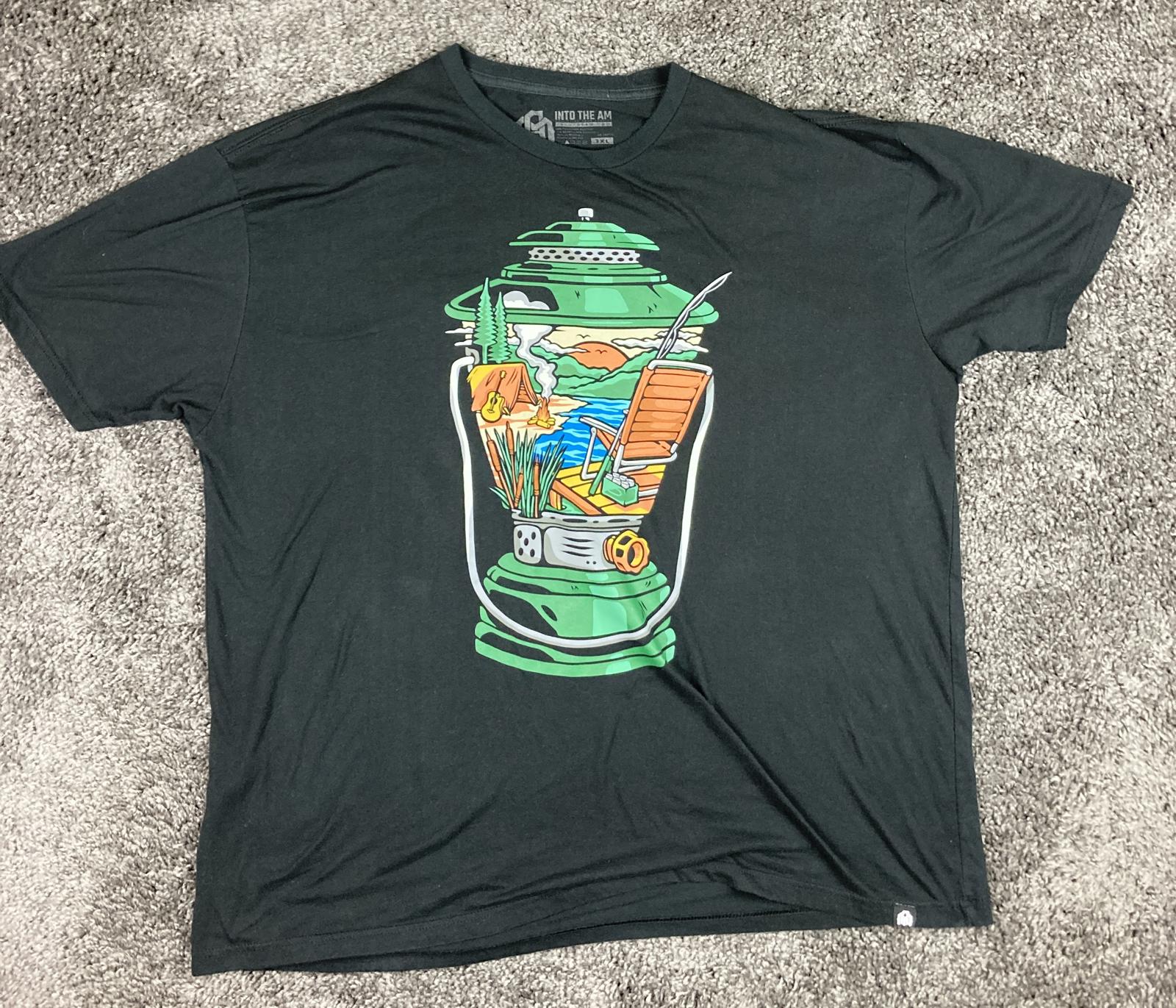 Into The AM T-Shirt Men’s Sz 3XL Graphic  Lantern Campfire Scene Black