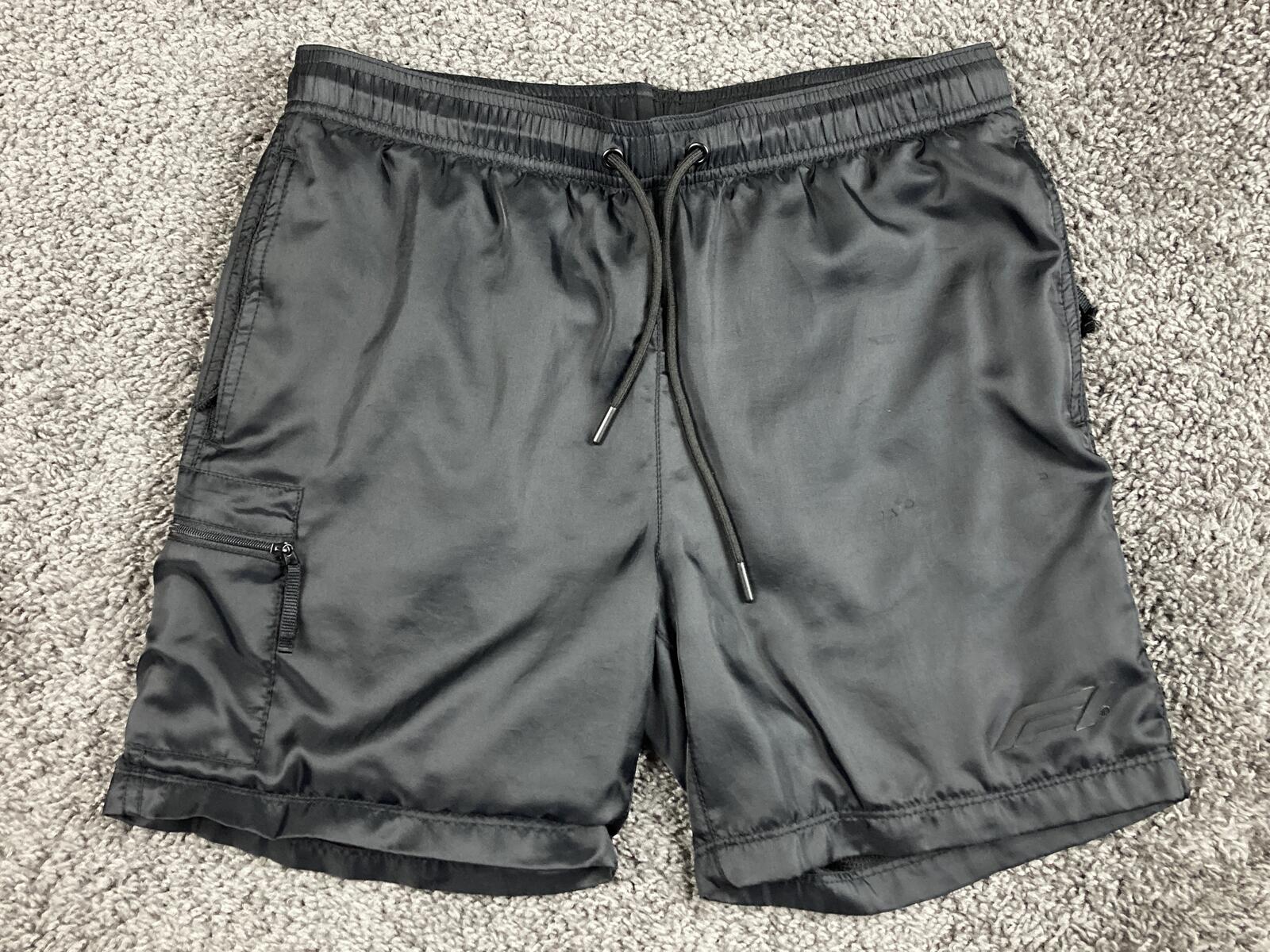 PacSun x Formula 1 F1 Men Nylon Cargo Shorts Black Mesh Lined Gym Size S Small