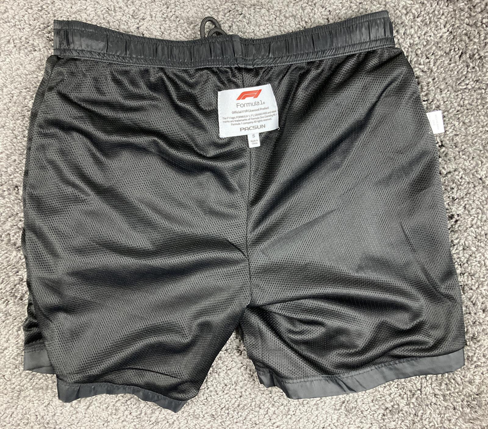 PacSun x Formula 1 F1 Men Nylon Cargo Shorts Black Mesh Lined Gym Size S Small