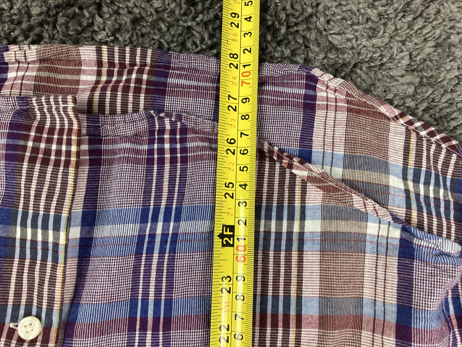 Vince Plaid Button Down Shirt Men's Blue Burgundy Linen Blend Sz M