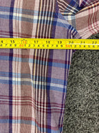 Vince Plaid Button Down Shirt Men's Blue Burgundy Linen Blend Sz M